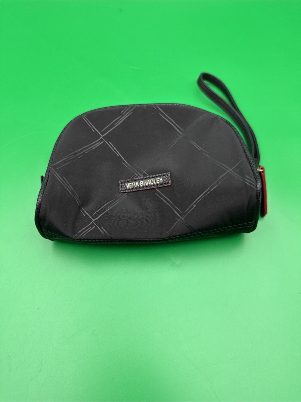 VERA BRADLEY Black Medium Size Nylon Cosmetic Toiletry Pouch EUC